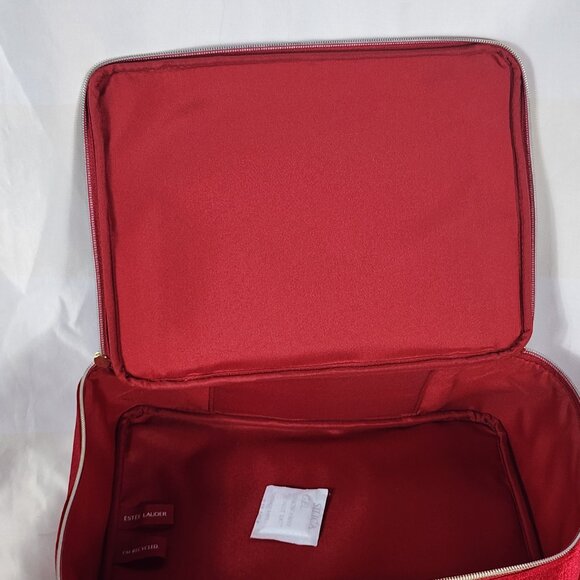 Estee Lauder Red Velvet with Gold Hardware Holiday Recycled Cosmetic Makeup Bag - Picture 14 of 16